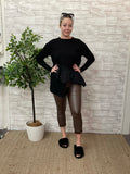 Brown Wet Look Joggers